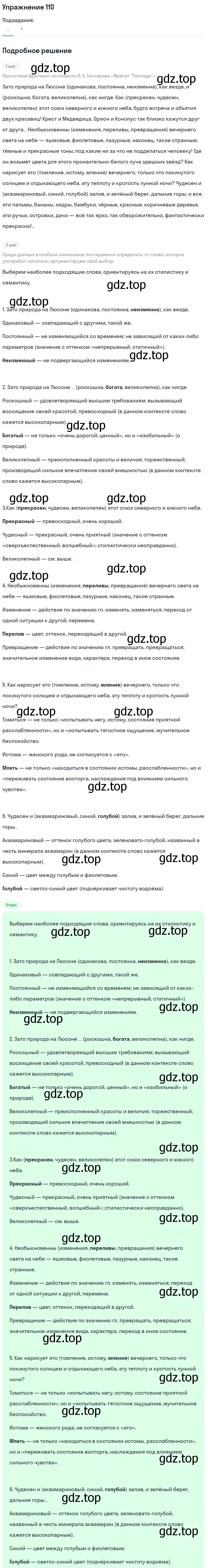 Решение номер 110 (страница 65) гдз по русскому языку 10-11 класс Рыбченкова, Александрова, учебник