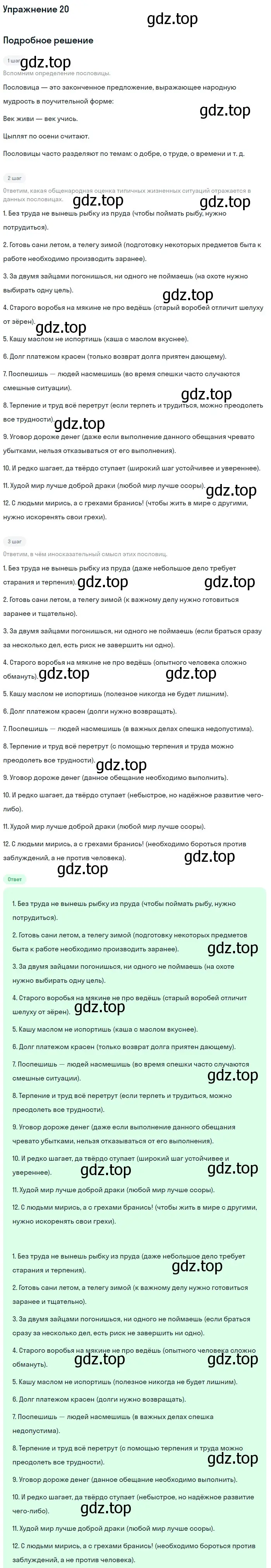 Решение номер 20 (страница 16) гдз по русскому языку 10-11 класс Рыбченкова, Александрова, учебник