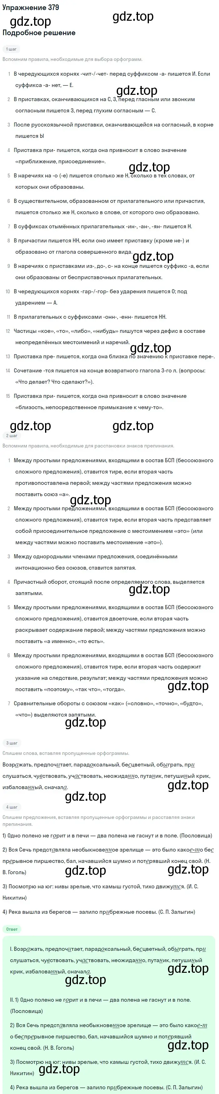 Решение номер 379 (страница 185) гдз по русскому языку 10-11 класс Рыбченкова, Александрова, учебник