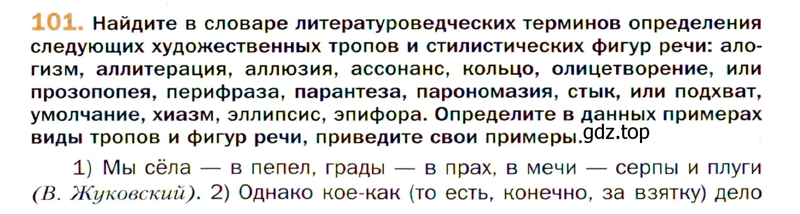 Условие номер 101 (страница 172) гдз по русскому языку 11 класс Гусарова, учебник