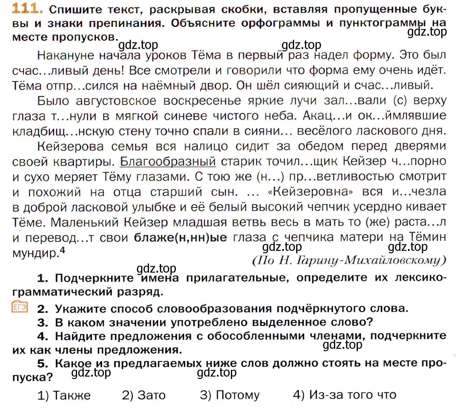 Условие номер 111 (страница 191) гдз по русскому языку 11 класс Гусарова, учебник