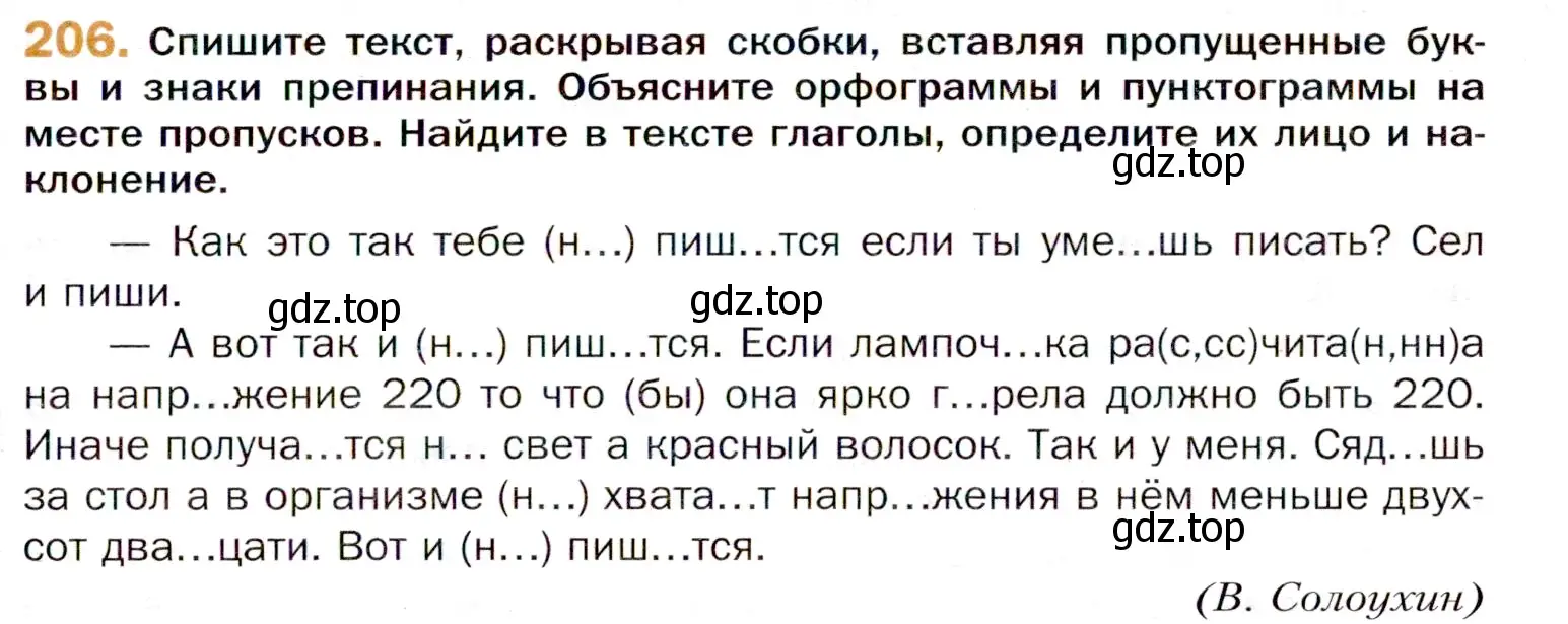 Условие номер 206 (страница 313) гдз по русскому языку 11 класс Гусарова, учебник