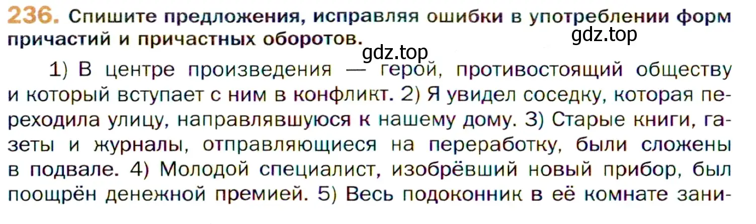 Условие номер 236 (страница 354) гдз по русскому языку 11 класс Гусарова, учебник