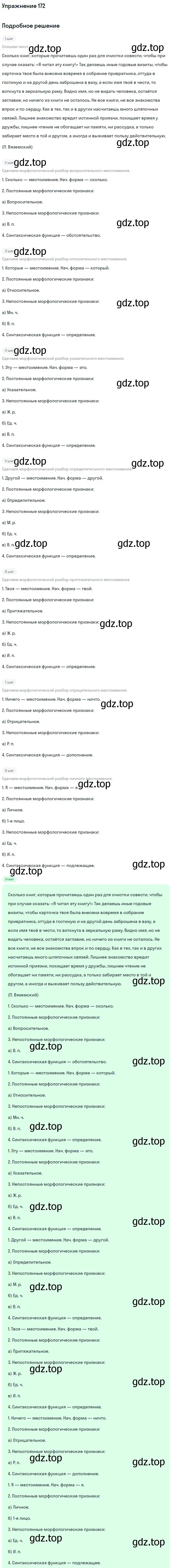 Решение номер 172 (страница 269) гдз по русскому языку 11 класс Гусарова, учебник