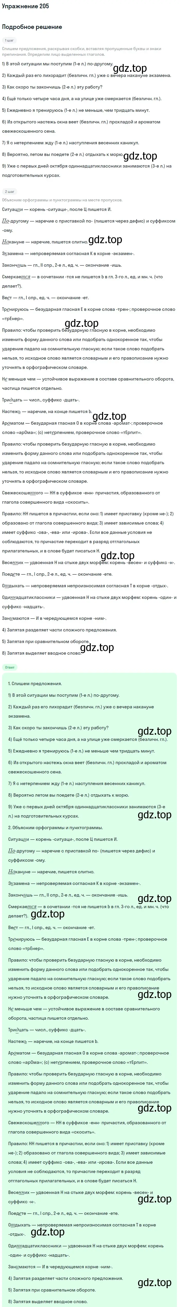 Решение номер 205 (страница 313) гдз по русскому языку 11 класс Гусарова, учебник