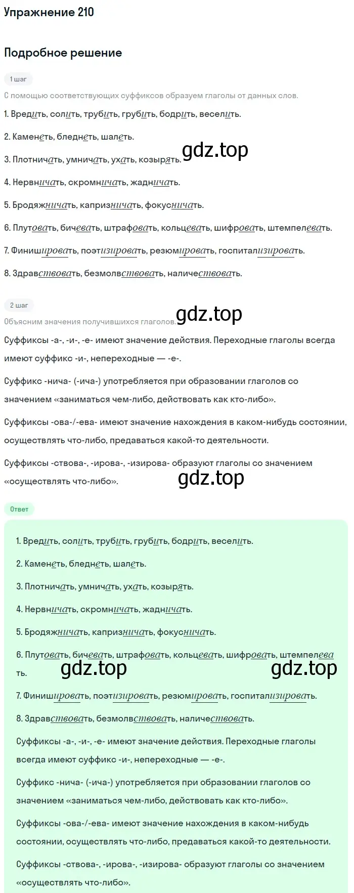 Решение номер 210 (страница 317) гдз по русскому языку 11 класс Гусарова, учебник