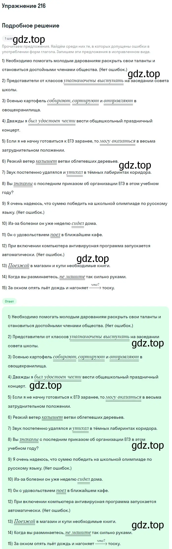 Решение номер 216 (страница 324) гдз по русскому языку 11 класс Гусарова, учебник