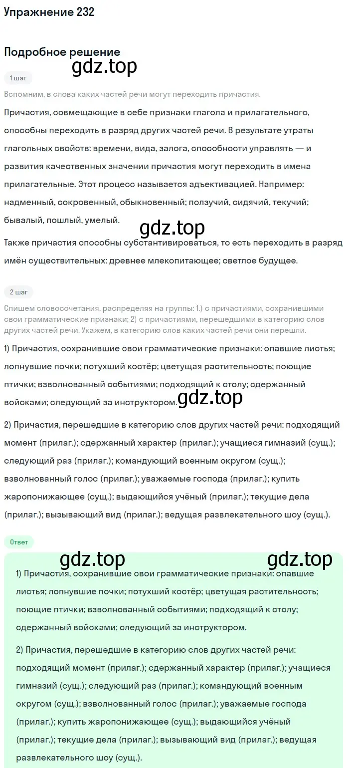 Решение номер 232 (страница 350) гдз по русскому языку 11 класс Гусарова, учебник