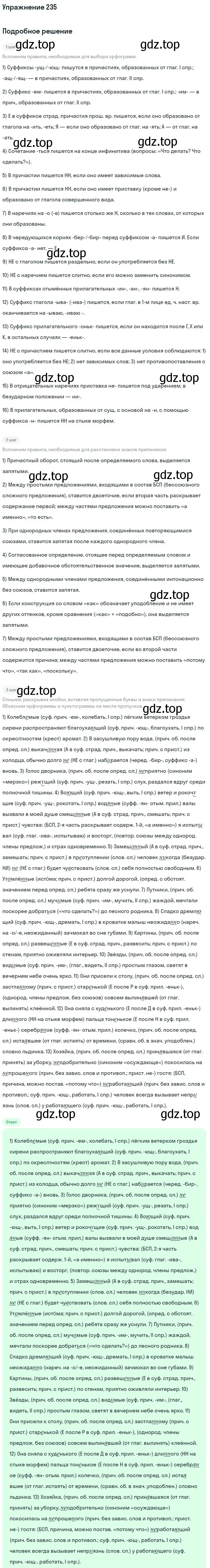 Решение номер 235 (страница 352) гдз по русскому языку 11 класс Гусарова, учебник