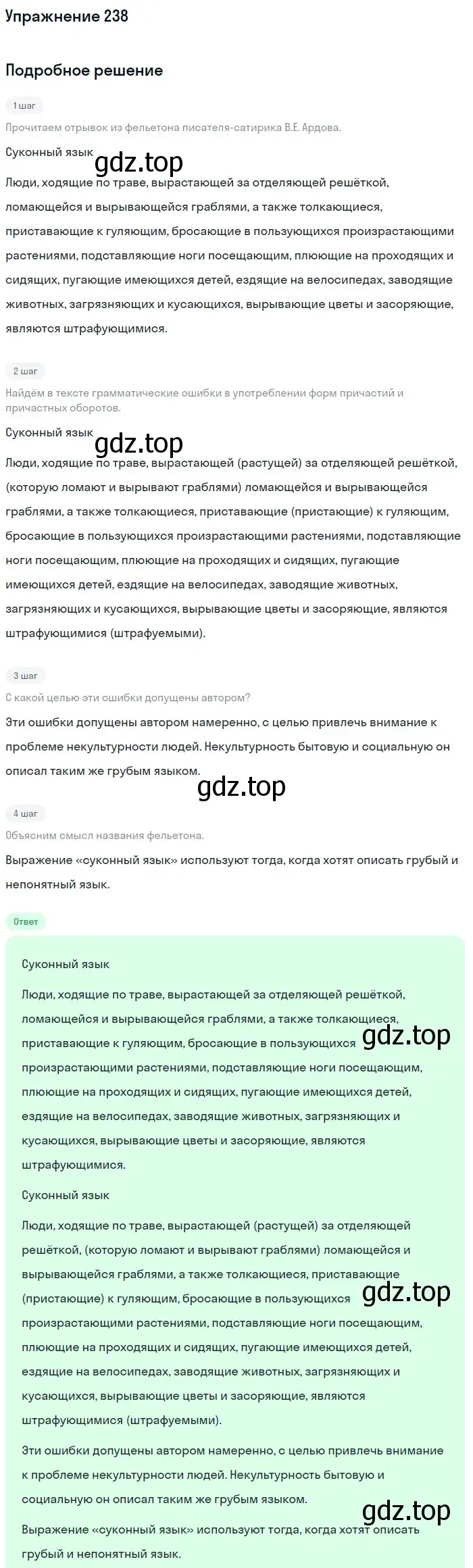 Решение номер 238 (страница 356) гдз по русскому языку 11 класс Гусарова, учебник