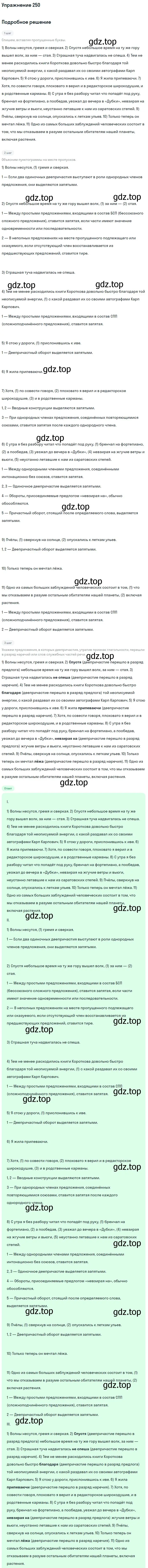 Решение номер 250 (страница 375) гдз по русскому языку 11 класс Гусарова, учебник