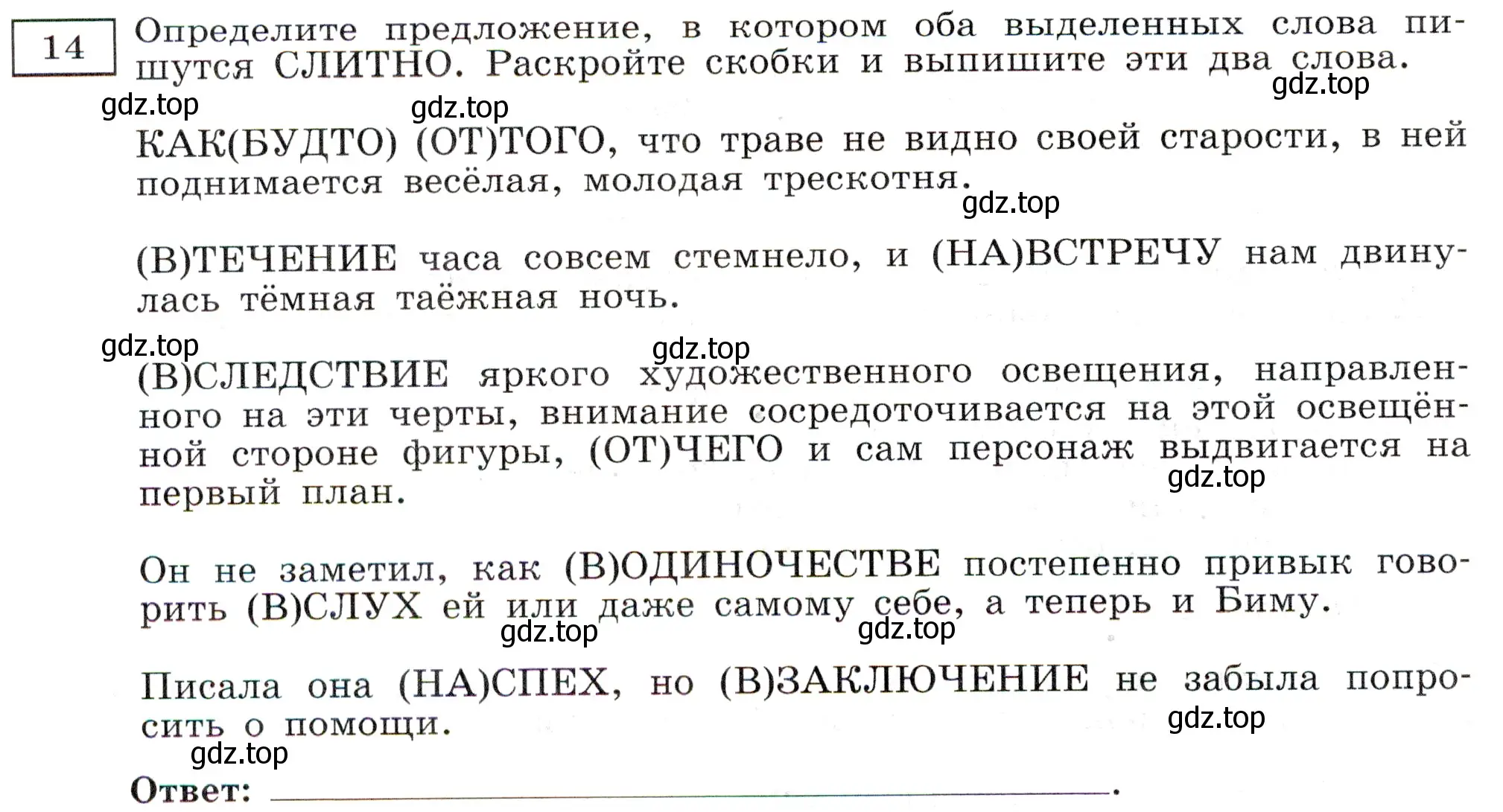 Условие номер 14 (страница 82) гдз по русскому языку 11 класс Маслов, Бондарцова, тетрадь-тренажёр