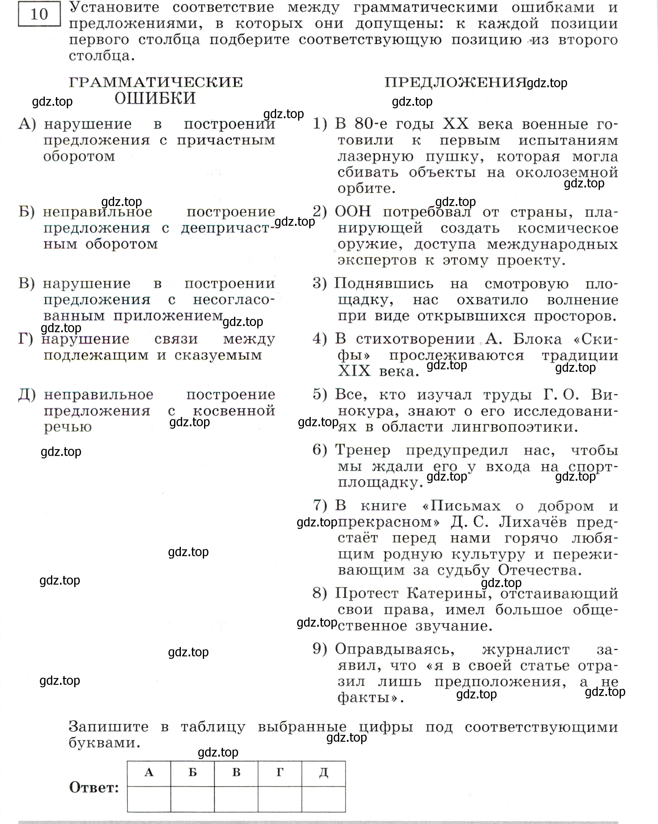 Условие номер 10 (страница 42) гдз по русскому языку 11 класс Маслов, Бондарцова, тетрадь-тренажёр