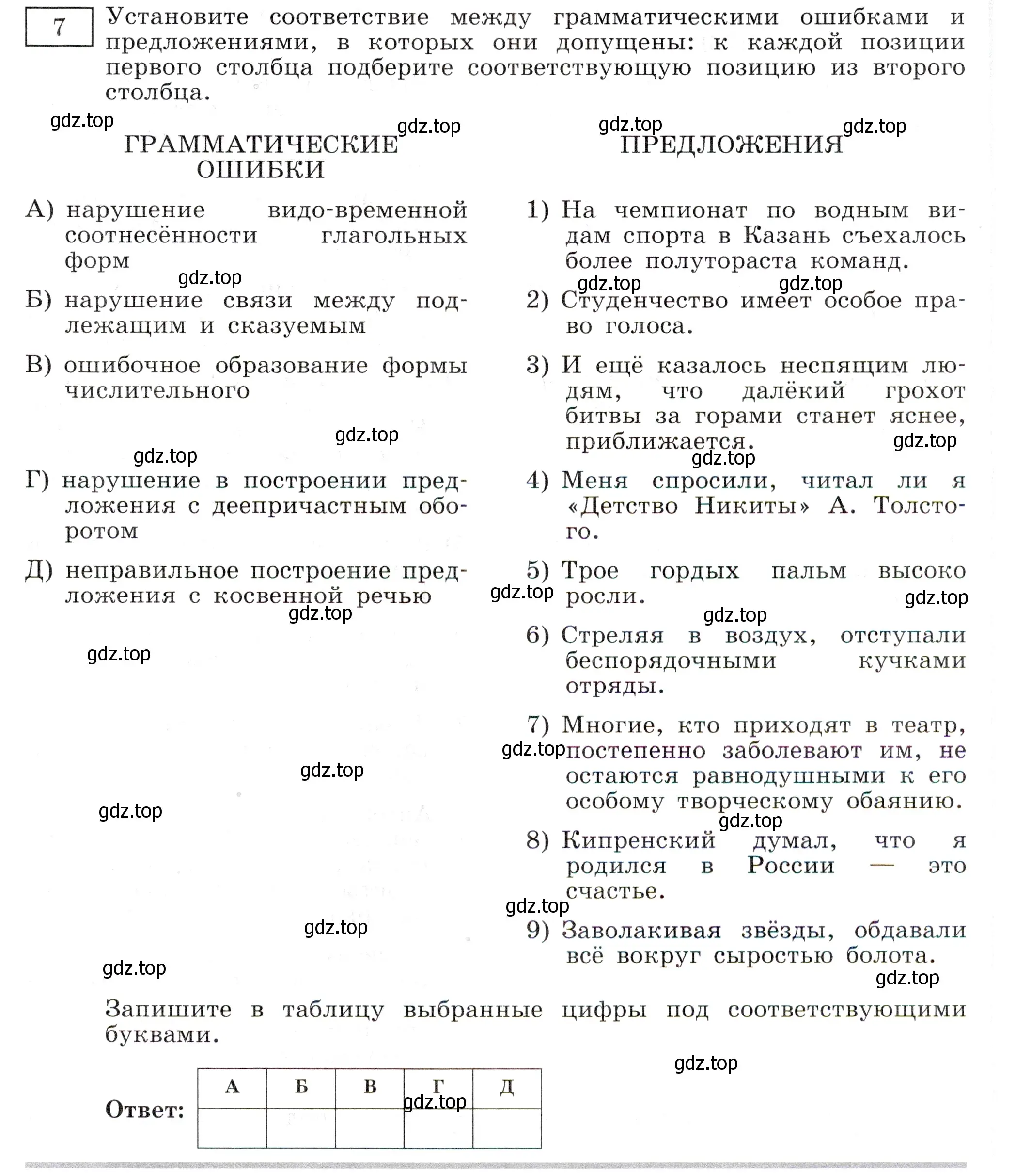 Условие номер 7 (страница 39) гдз по русскому языку 11 класс Маслов, Бондарцова, тетрадь-тренажёр