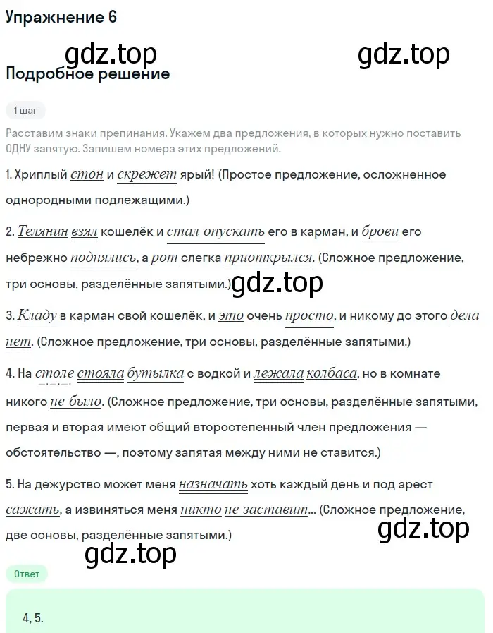 Решение номер 6 (страница 62) гдз по русскому языку 11 класс Маслов, Бондарцова, тетрадь-тренажёр